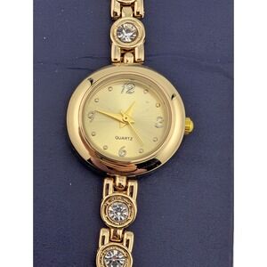 Kendall & James Watch Women‎ 23mm Gold Case 7.5" Band Crystals- New Battery